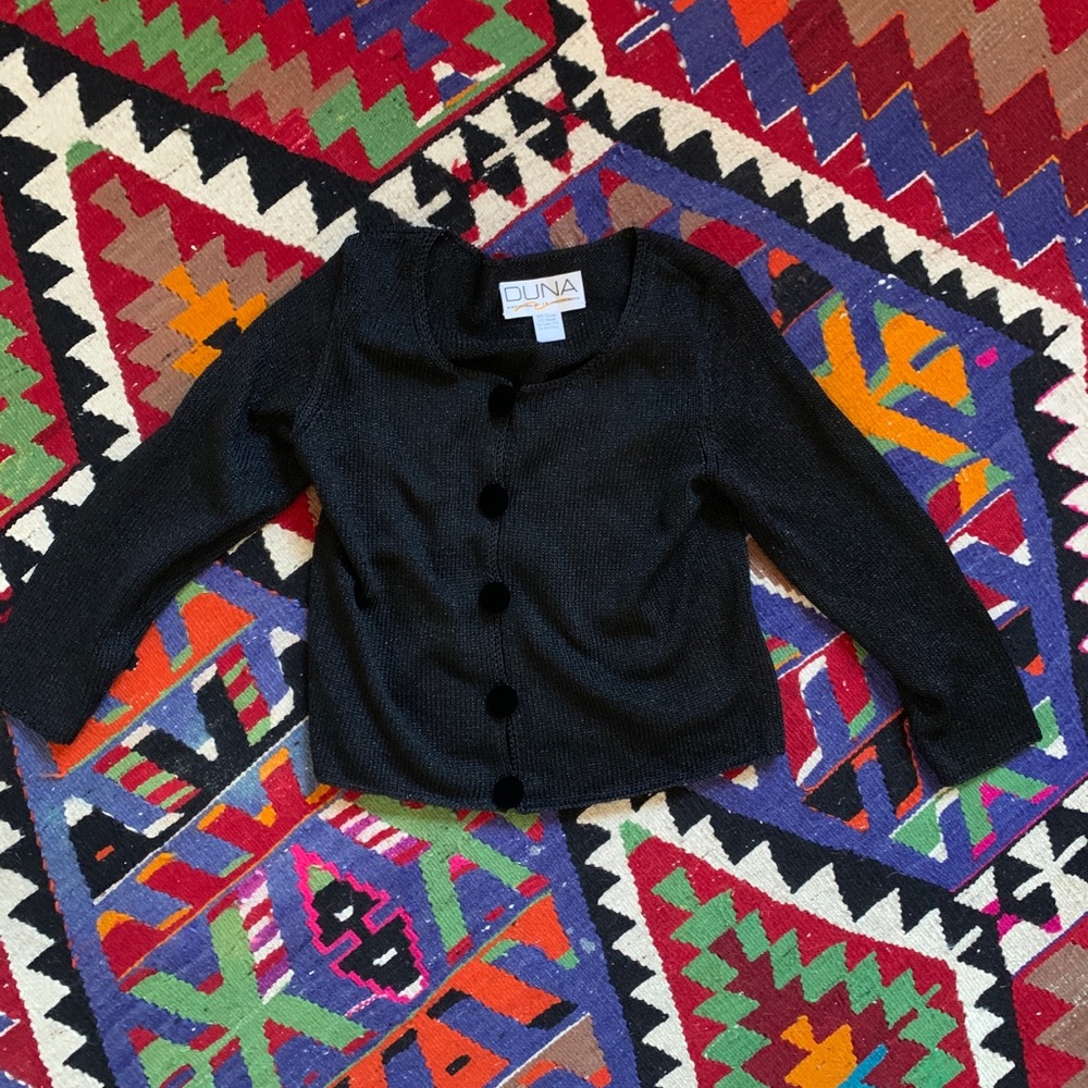 1980s Sultry Sparkle Woven Cardigan . Duna : Handwoven in California .- small